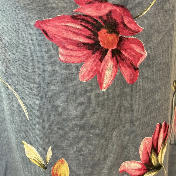 100%‎ Linen Floral Midi dress size M 8 10 Made In Italy Beach CottageCore cruise - Picture 12 of 16